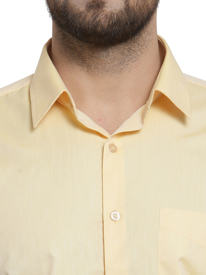 Men  Yellow Solid Slim Fit Cotton Rich Formal Shirt