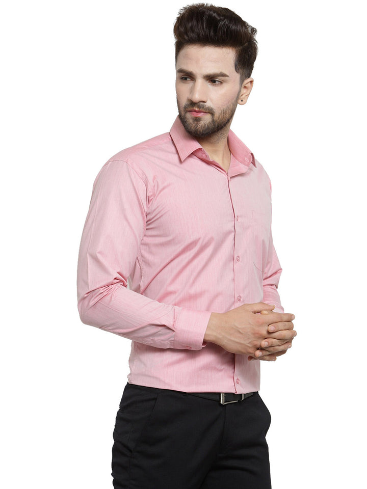 Men Coral Solid Slim Fit Pure Cotton Formal Shirt
