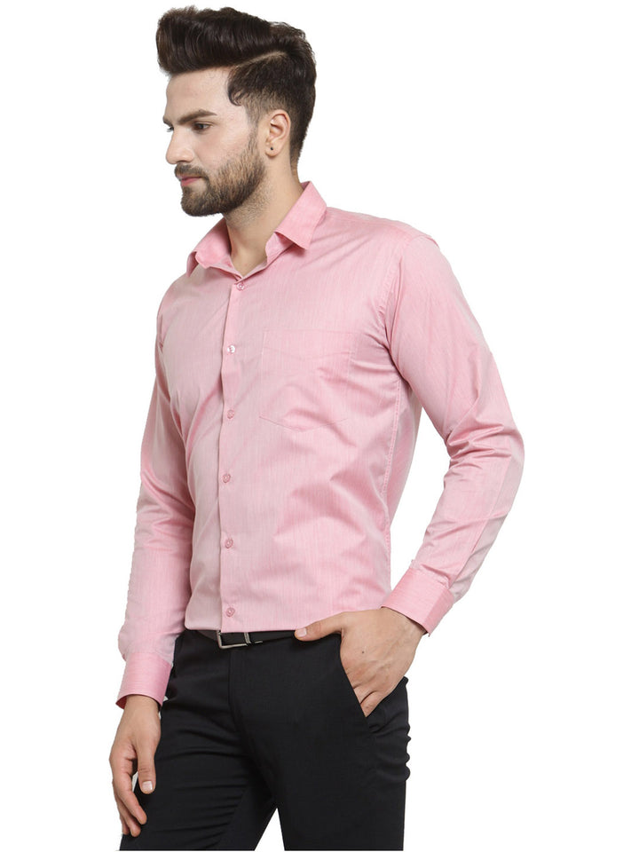 Men Coral Solid Slim Fit Pure Cotton Formal Shirt