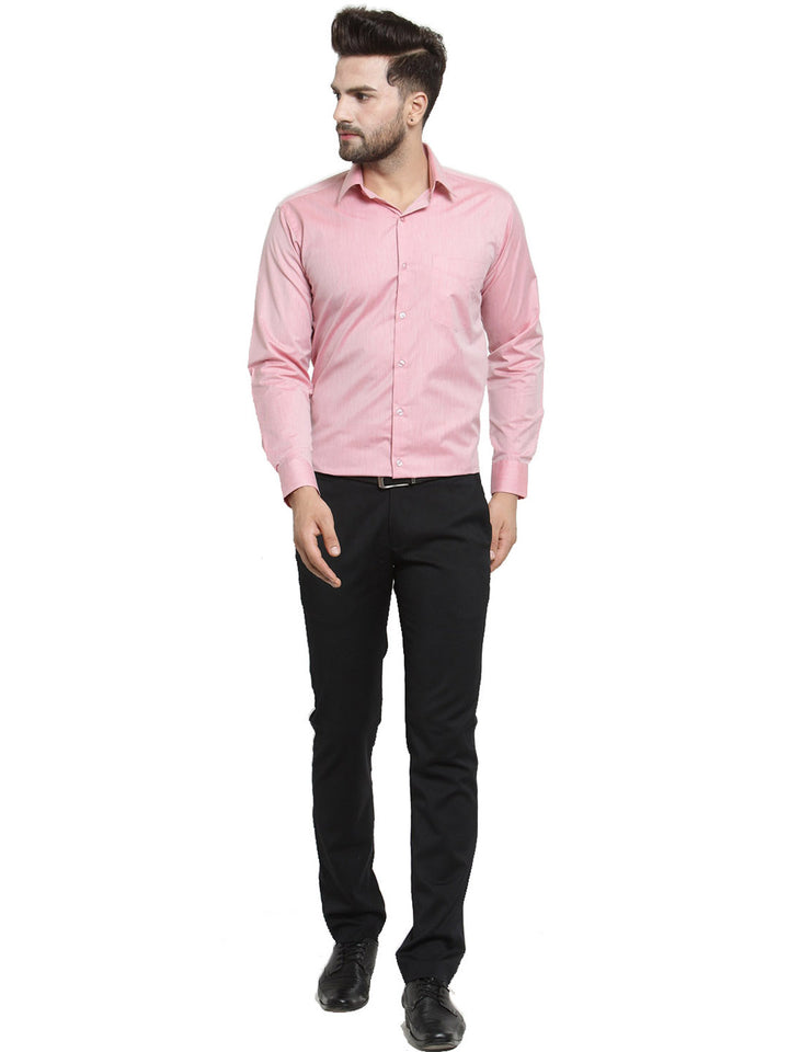 Men Coral Solid Slim Fit Pure Cotton Formal Shirt
