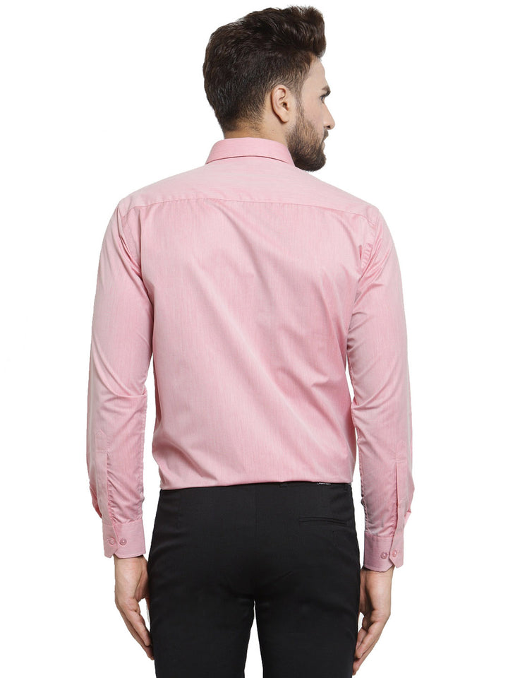 Men Coral Solid Slim Fit Pure Cotton Formal Shirt