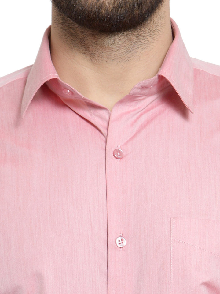Men Coral Solid Slim Fit Pure Cotton Formal Shirt