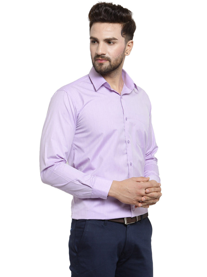 Men Purple Solid Slim Fit Pure Cotton Formal Shirt
