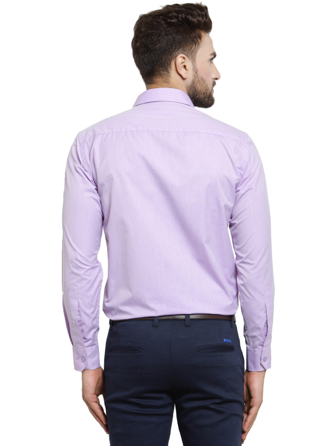 Men Purple Solid Slim Fit Pure Cotton Formal Shirt