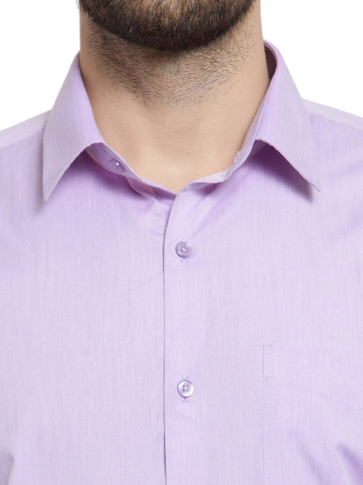 Men Purple Solid Slim Fit Pure Cotton Formal Shirt