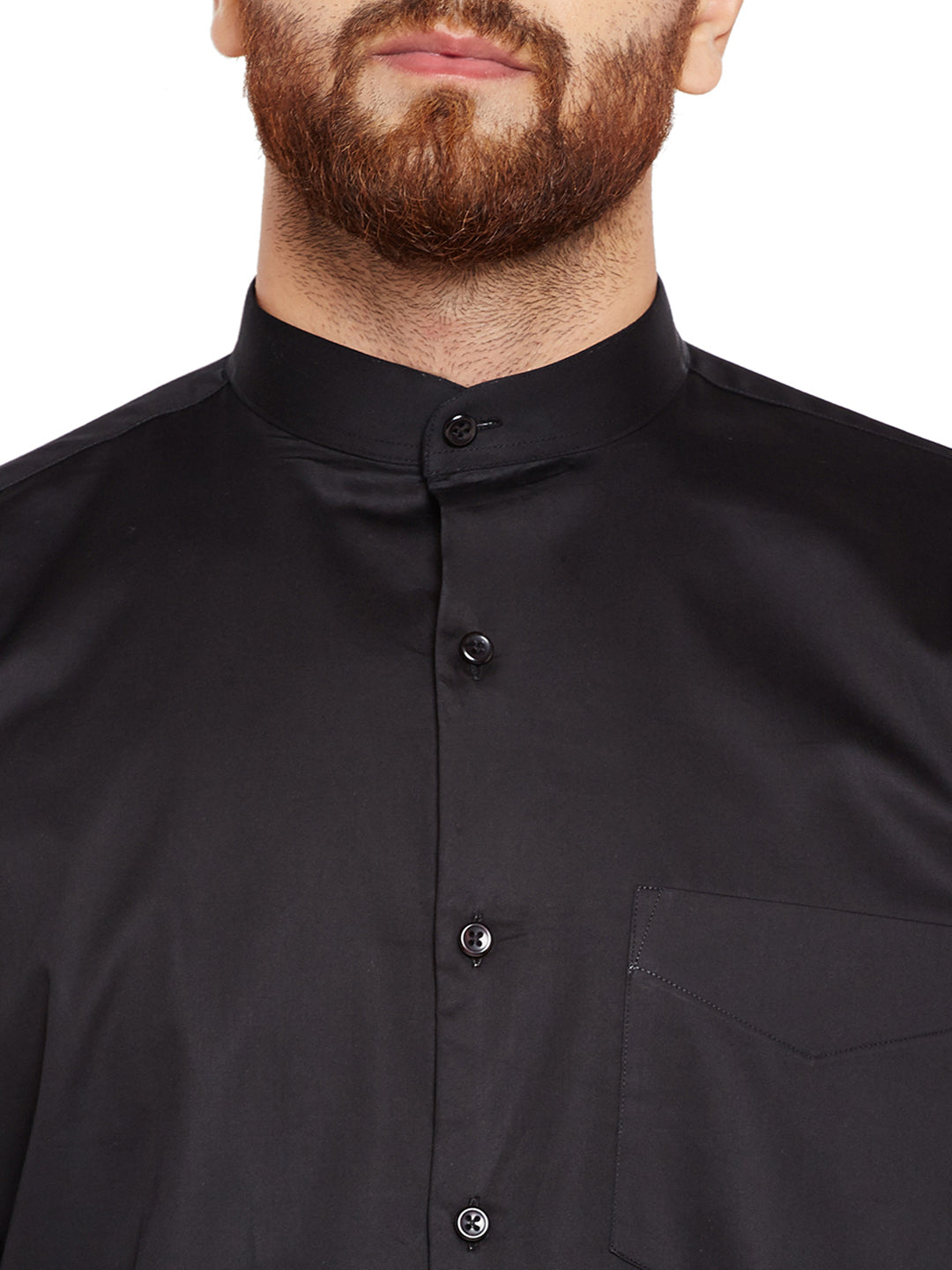 Men Black Solid Slim Fit Pure Cotton Satin Formal Shirt