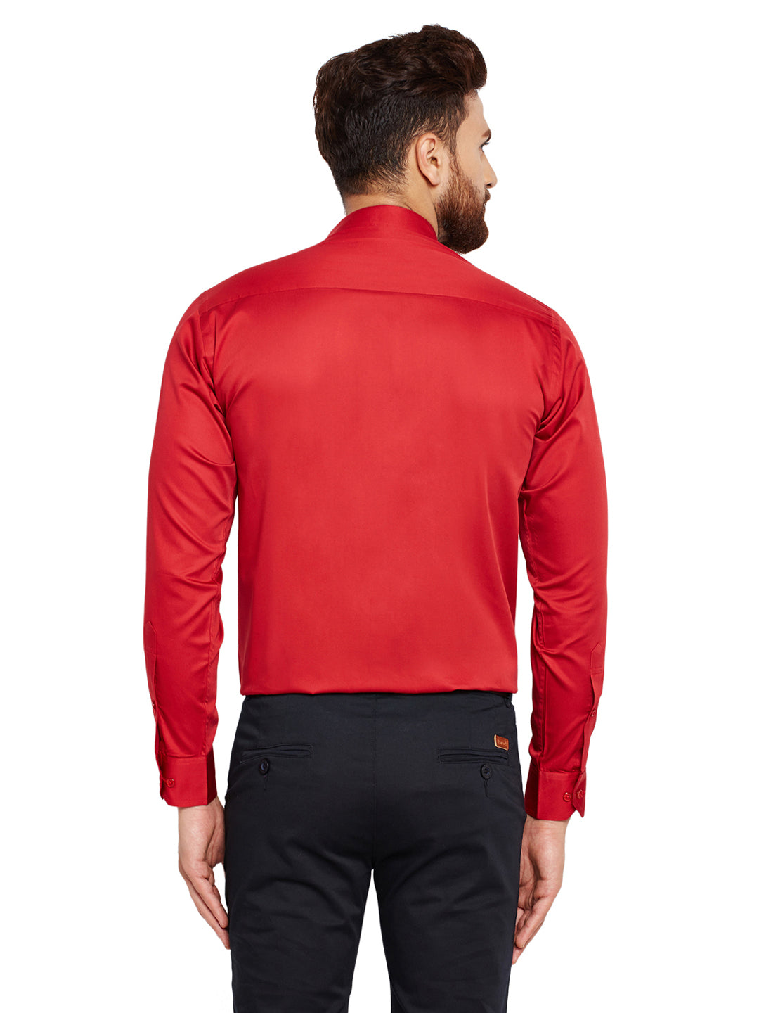 Men Red Solid Slim Fit Pure Cotton Formal Shirt