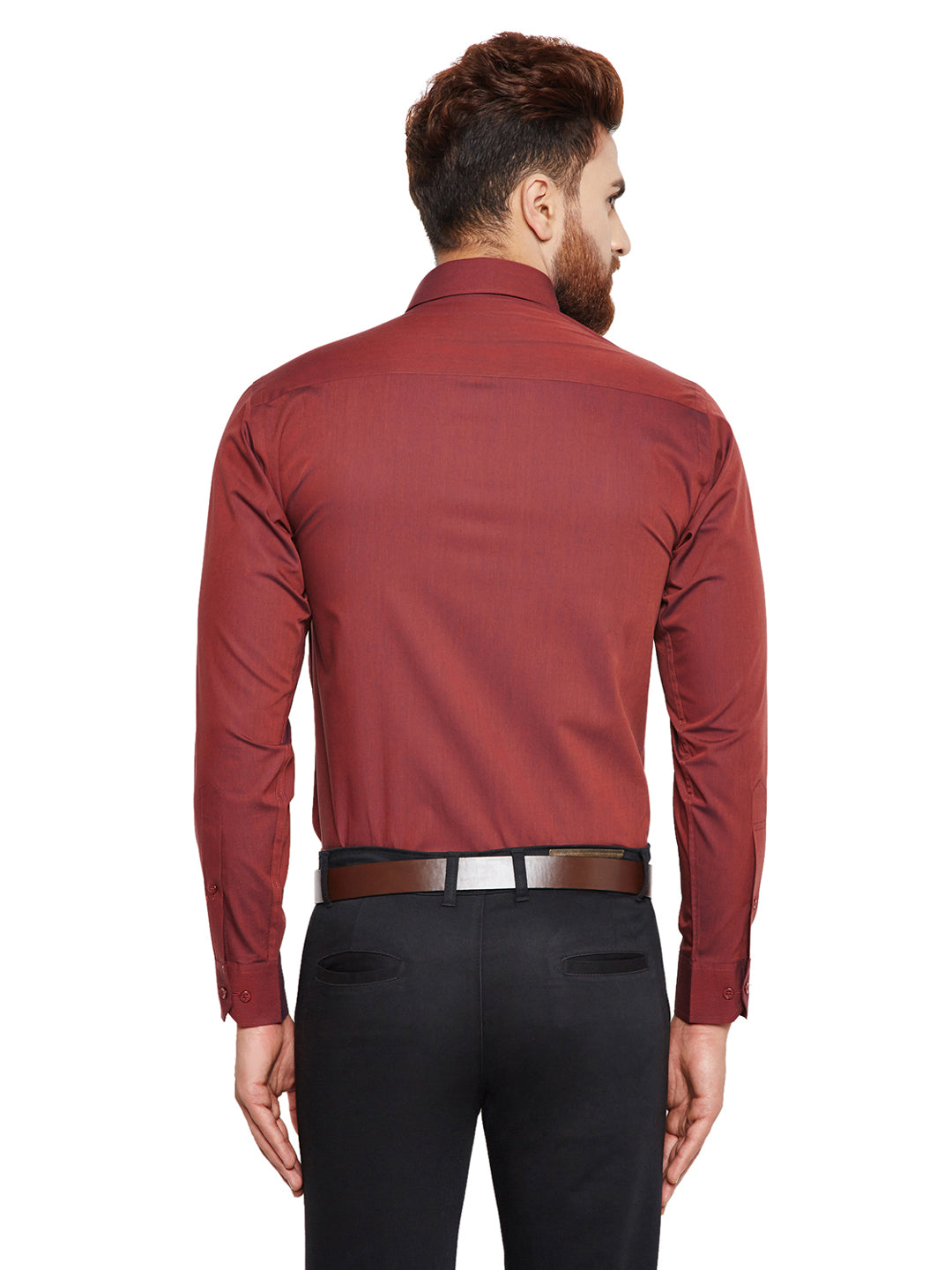 Men Maroon Solid Slim Fit Pure Cotton Formal Shirt