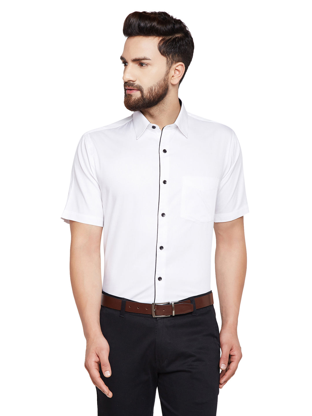 Men White Solid Slim Fit Pure Cotton Formal Shirt