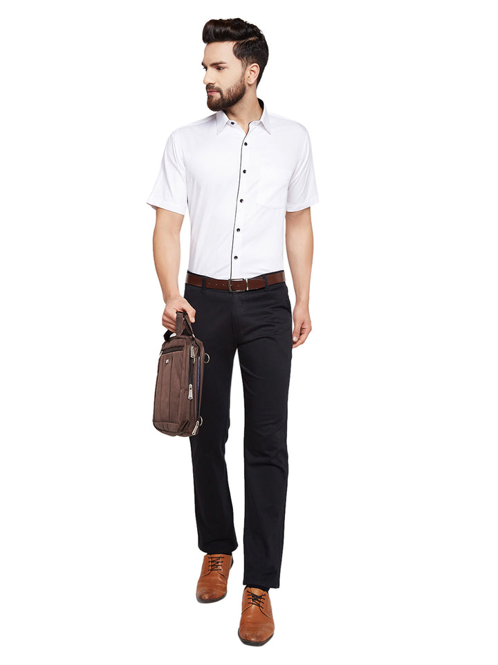 Men White Solid Slim Fit Pure Cotton Formal Shirt