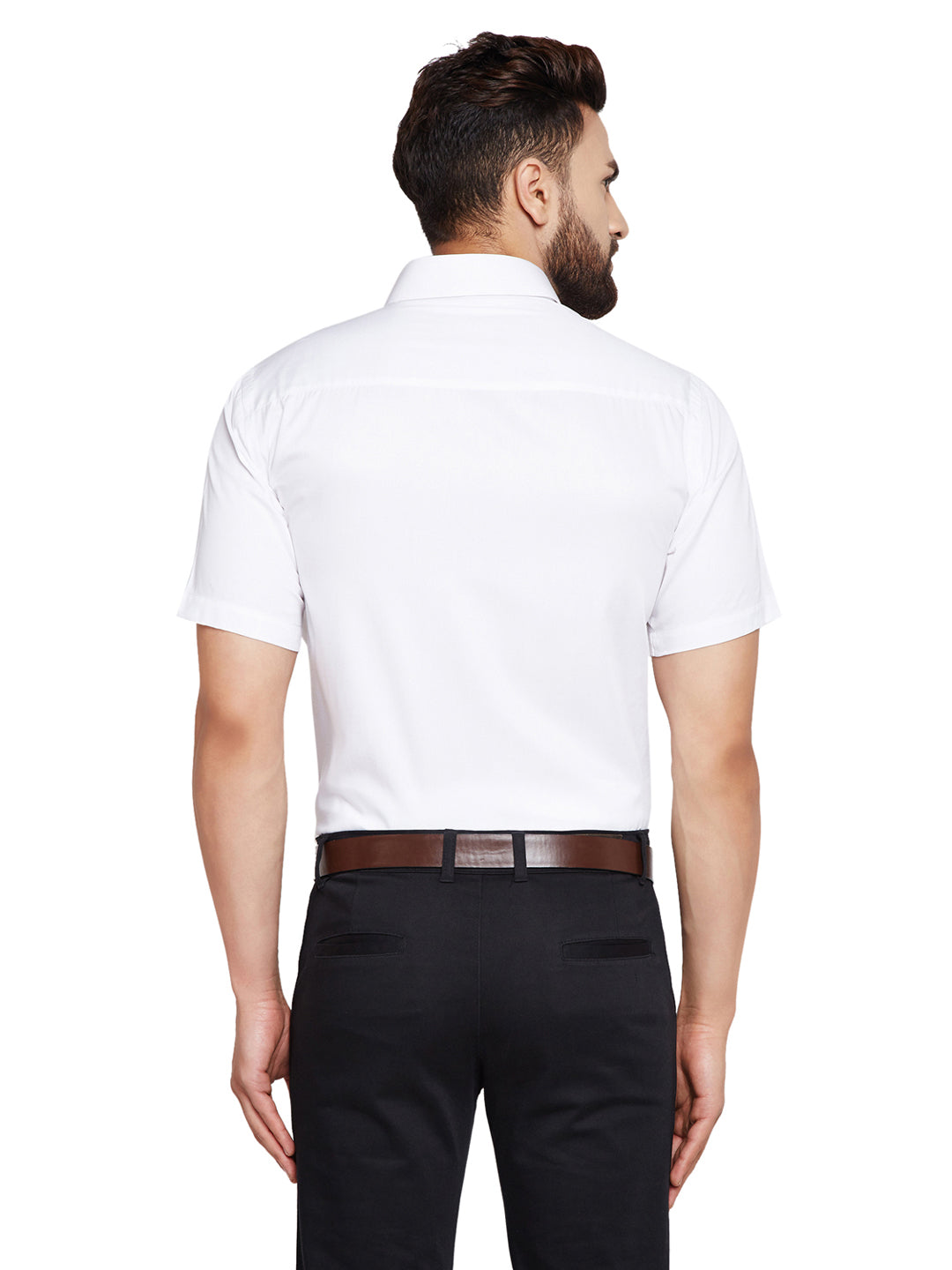 Men White Solid Slim Fit Pure Cotton Formal Shirt