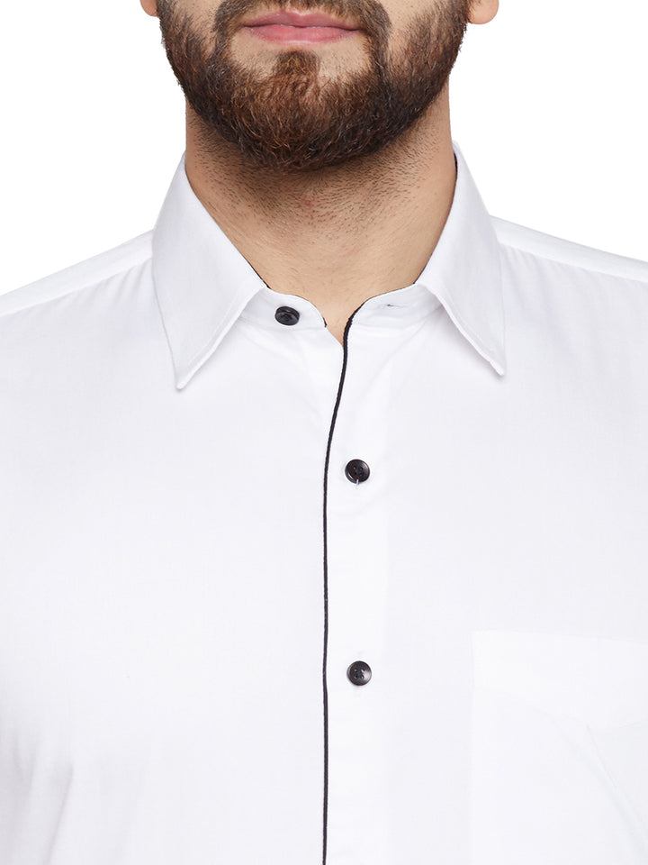 Men White Solid Slim Fit Pure Cotton Formal Shirt