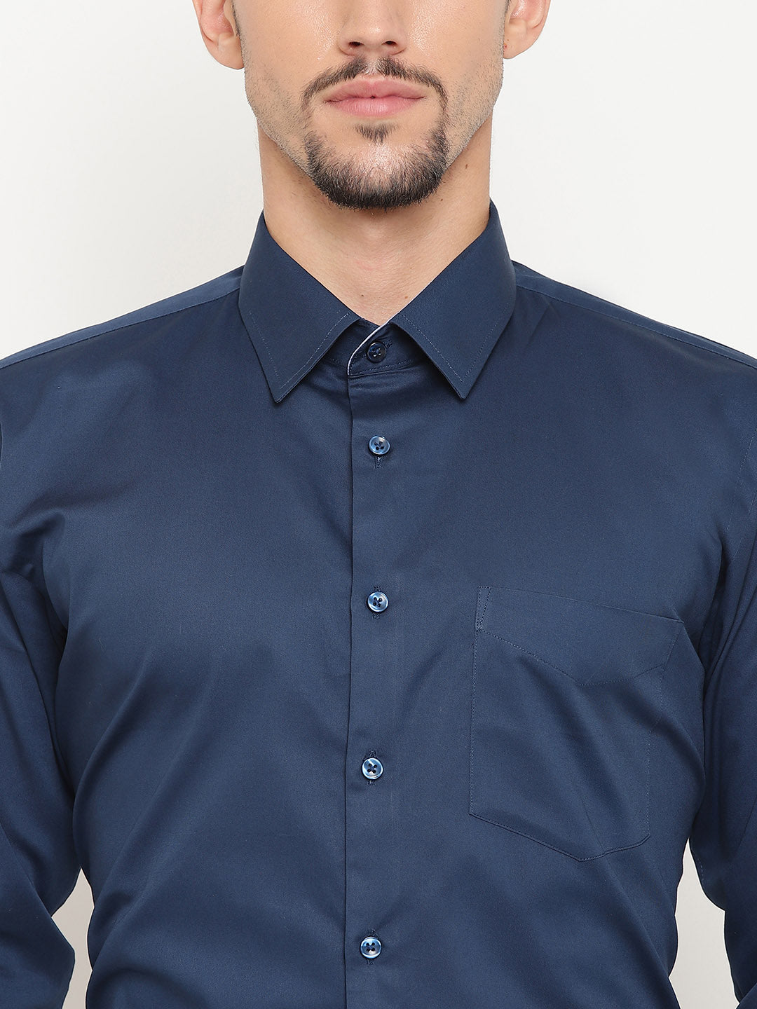 Men Blue Pure Cotton Solid Slim Fit Formal Shirt