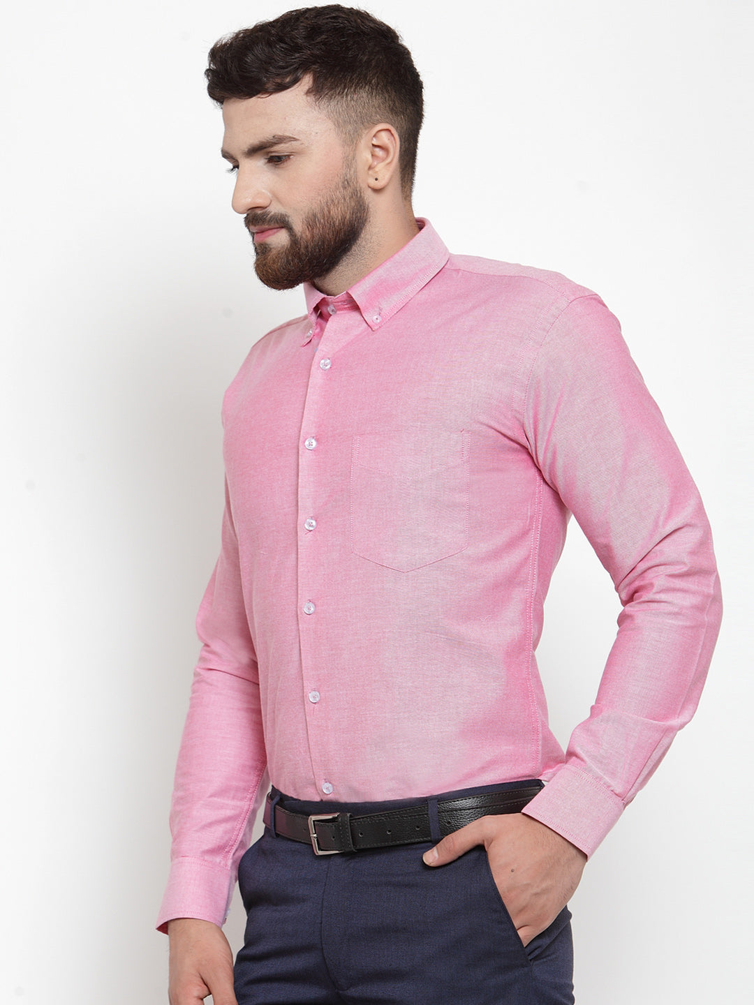 Men Coral Pure Cotton Solid Slim Fit Formal Shirt