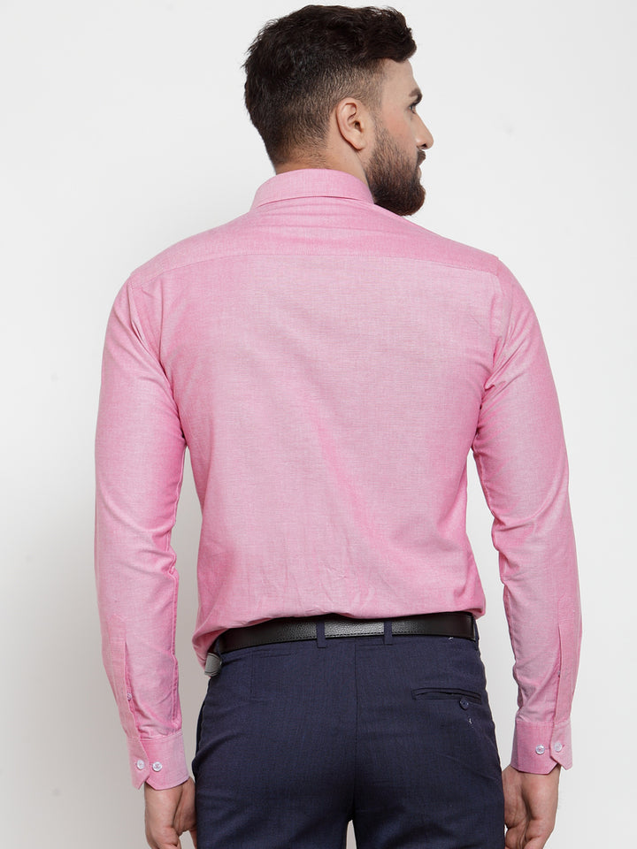 Men Coral Pure Cotton Solid Slim Fit Formal Shirt