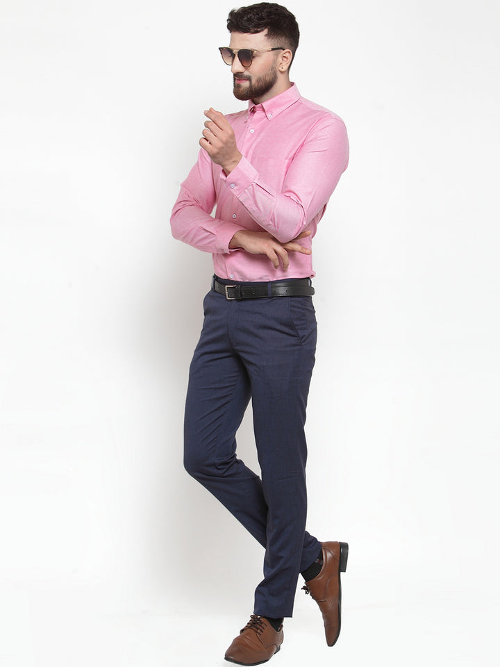 Men Coral Pure Cotton Solid Slim Fit Formal Shirt