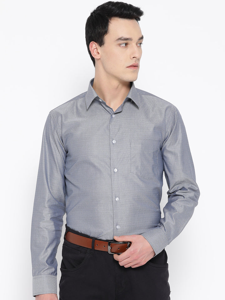 Men Grey Pure Cotton Solid Slim Fit Formal Shirt