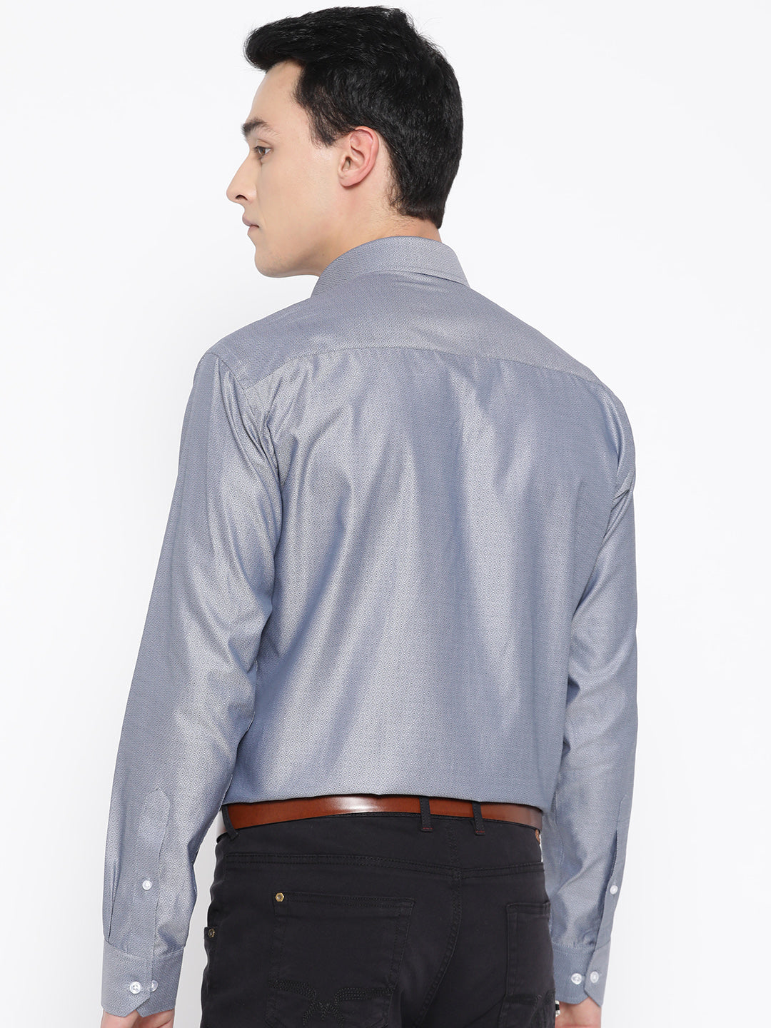 Men Grey Pure Cotton Solid Slim Fit Formal Shirt