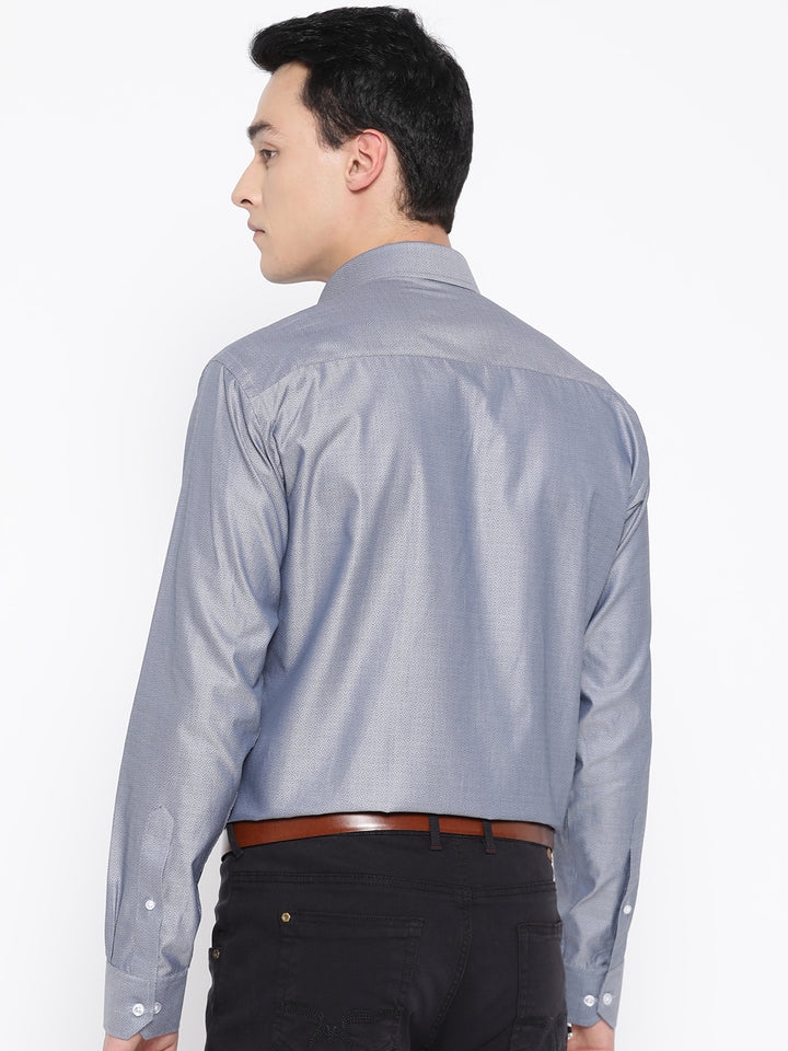 Men Grey Pure Cotton Solid Slim Fit Formal Shirt
