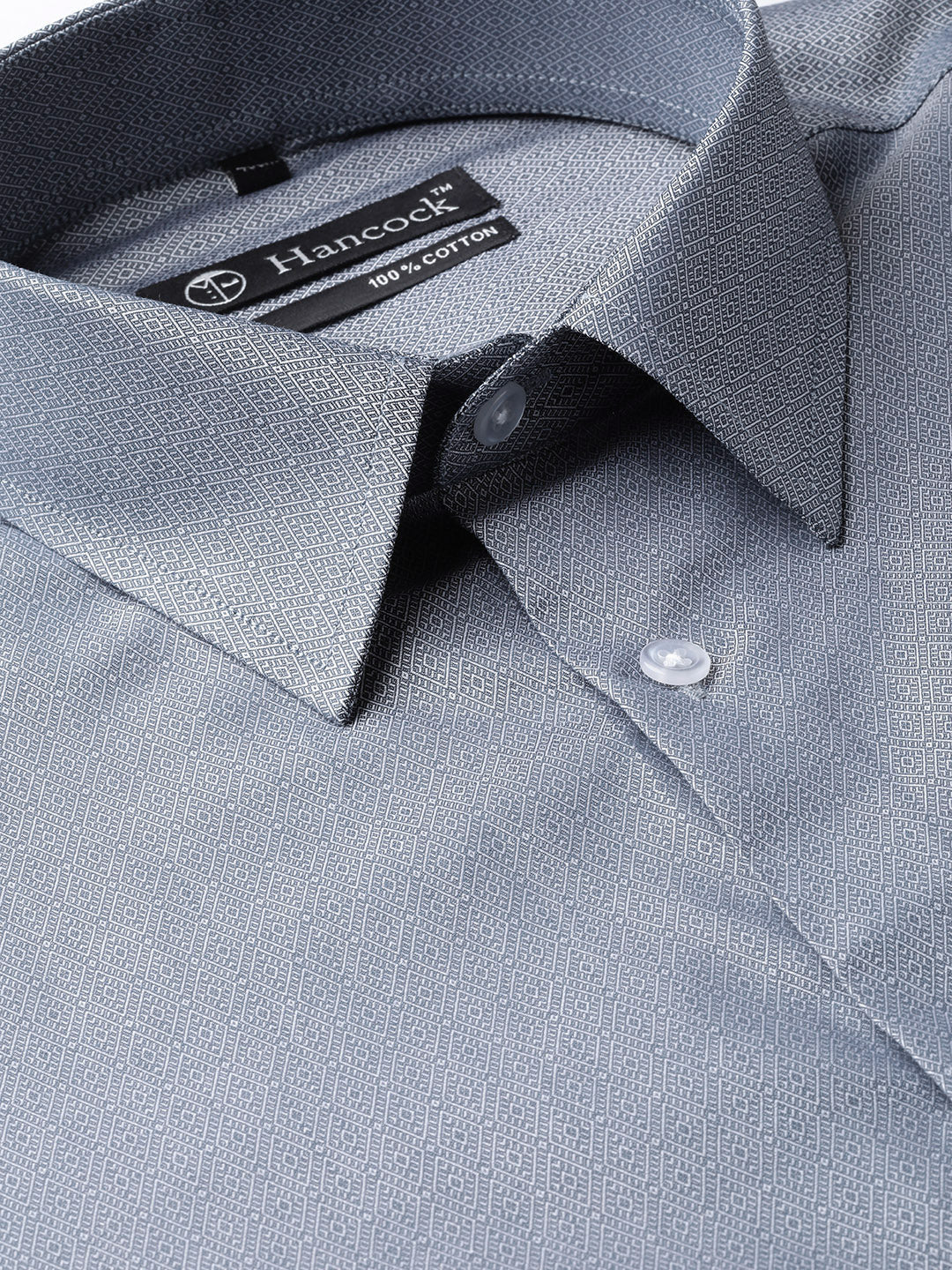 Men Grey Pure Cotton Solid Slim Fit Formal Shirt