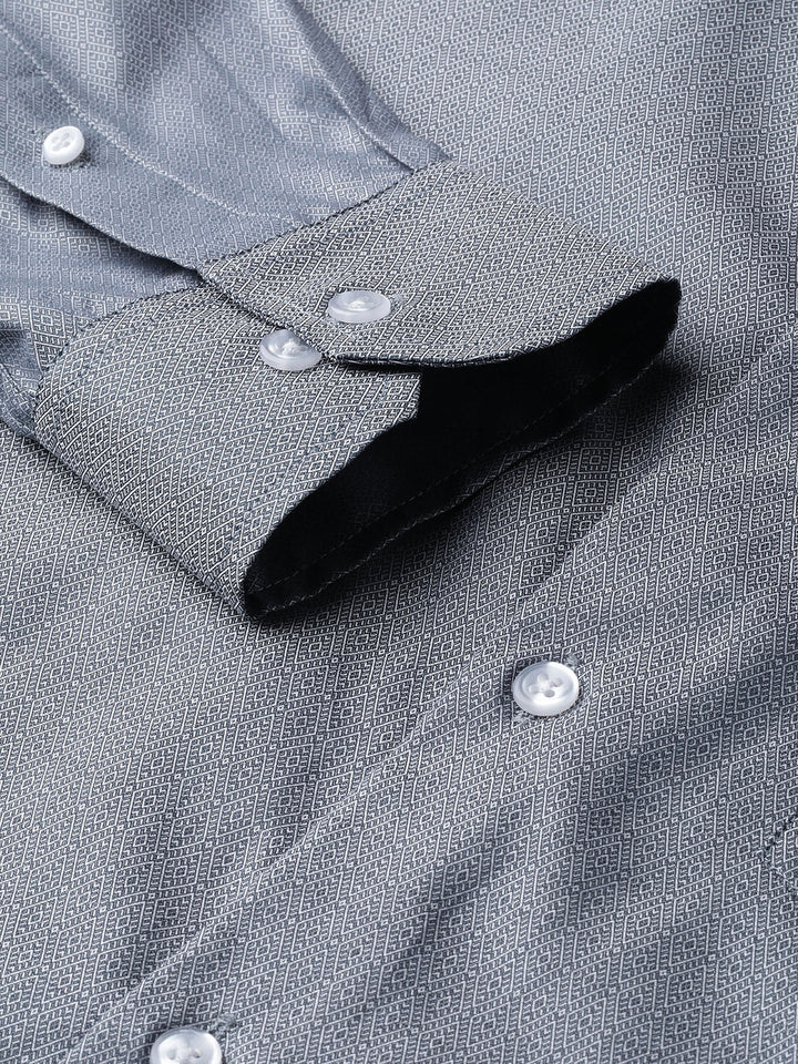 Men Grey Pure Cotton Solid Slim Fit Formal Shirt