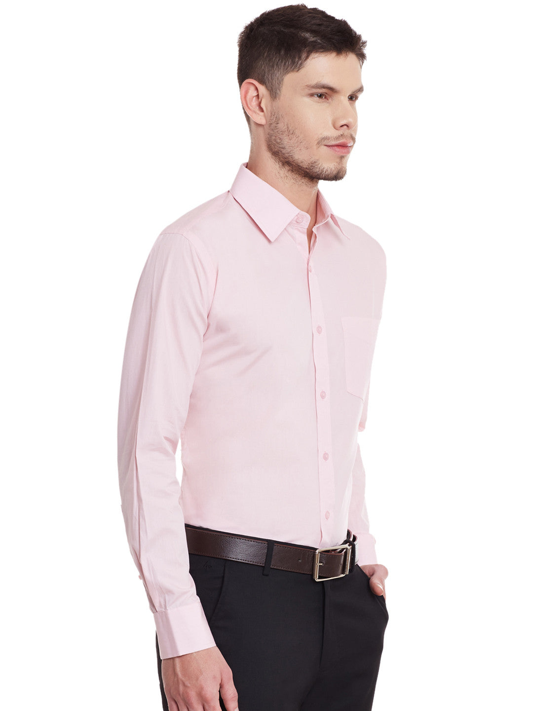Men Pink Solid Pure Cotton Regular Fit Formal Shirt
