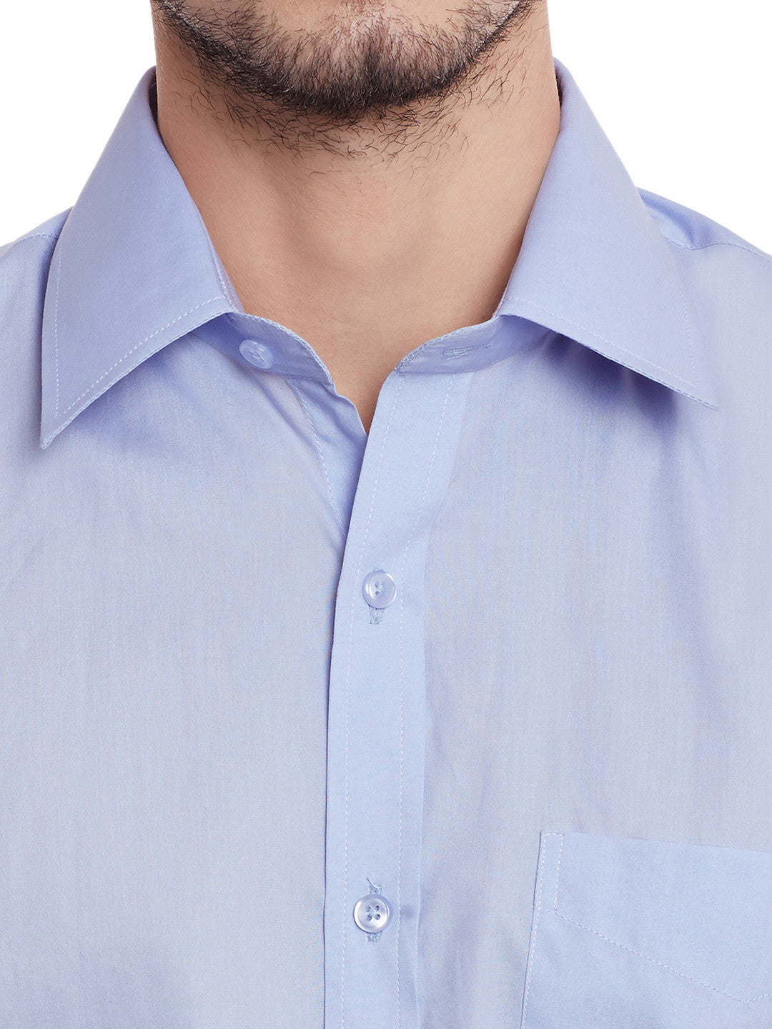 Men Sky Blue Solid Pure Cotton Regular Fit Formal Shirt