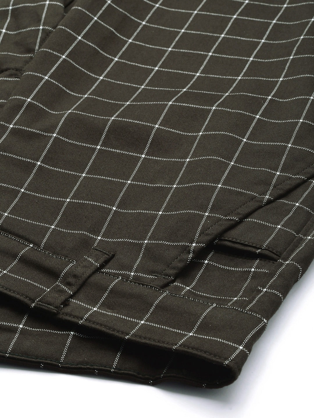 Men Brown Checks Cotton Elastene Slim Fit Formal Trouser
