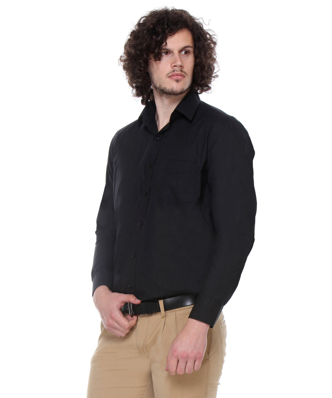Men Black Regular Fit Solid Cotton Rich Formal Shirt