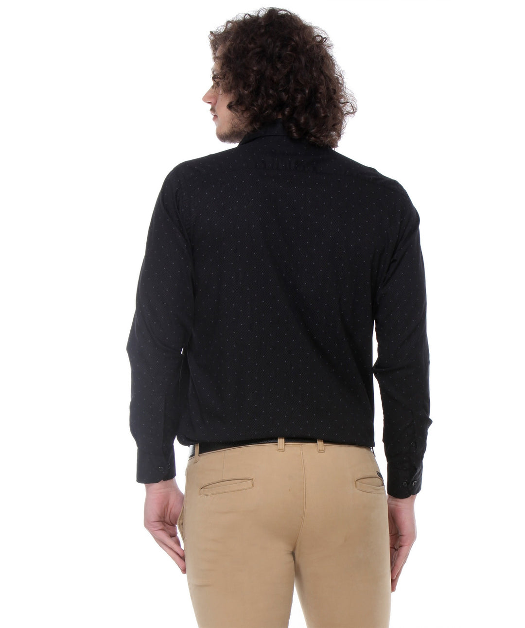 Men Black Regular Fit Print Satin Pure Cotton Formal Shirt