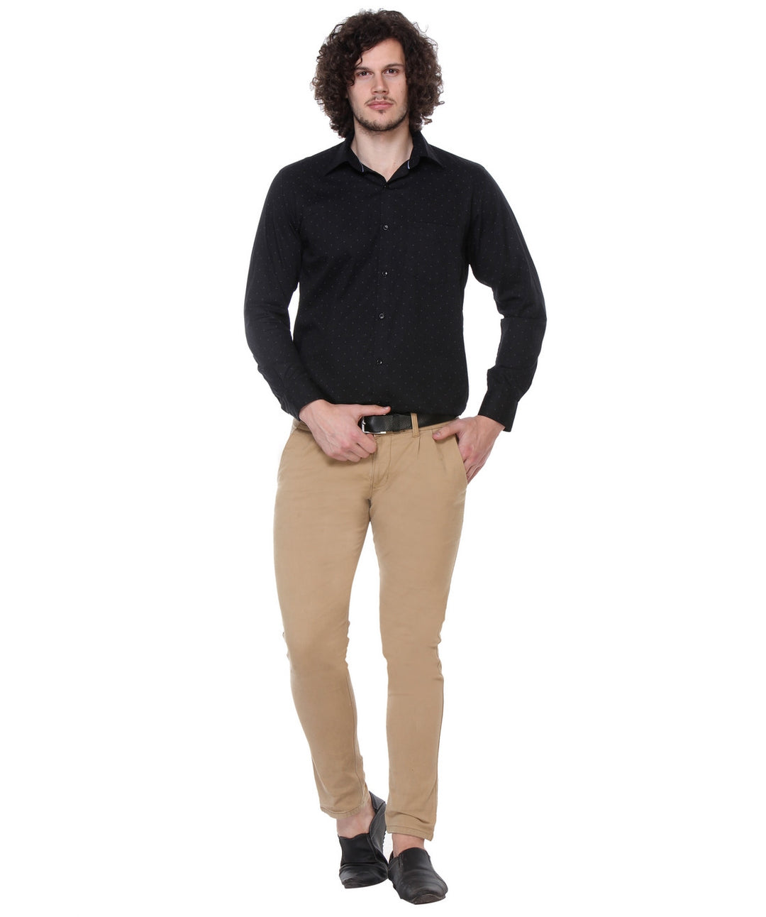 Men Black Regular Fit Print Satin Pure Cotton Formal Shirt