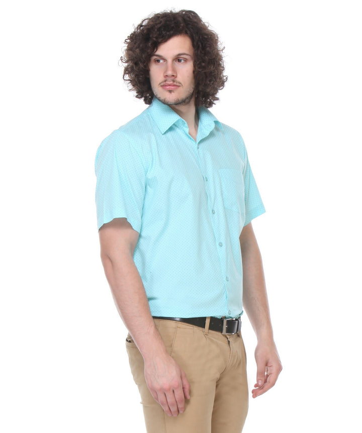 Men Sky Blue Regular Fit Solid Pure Cotton Formal Shirt