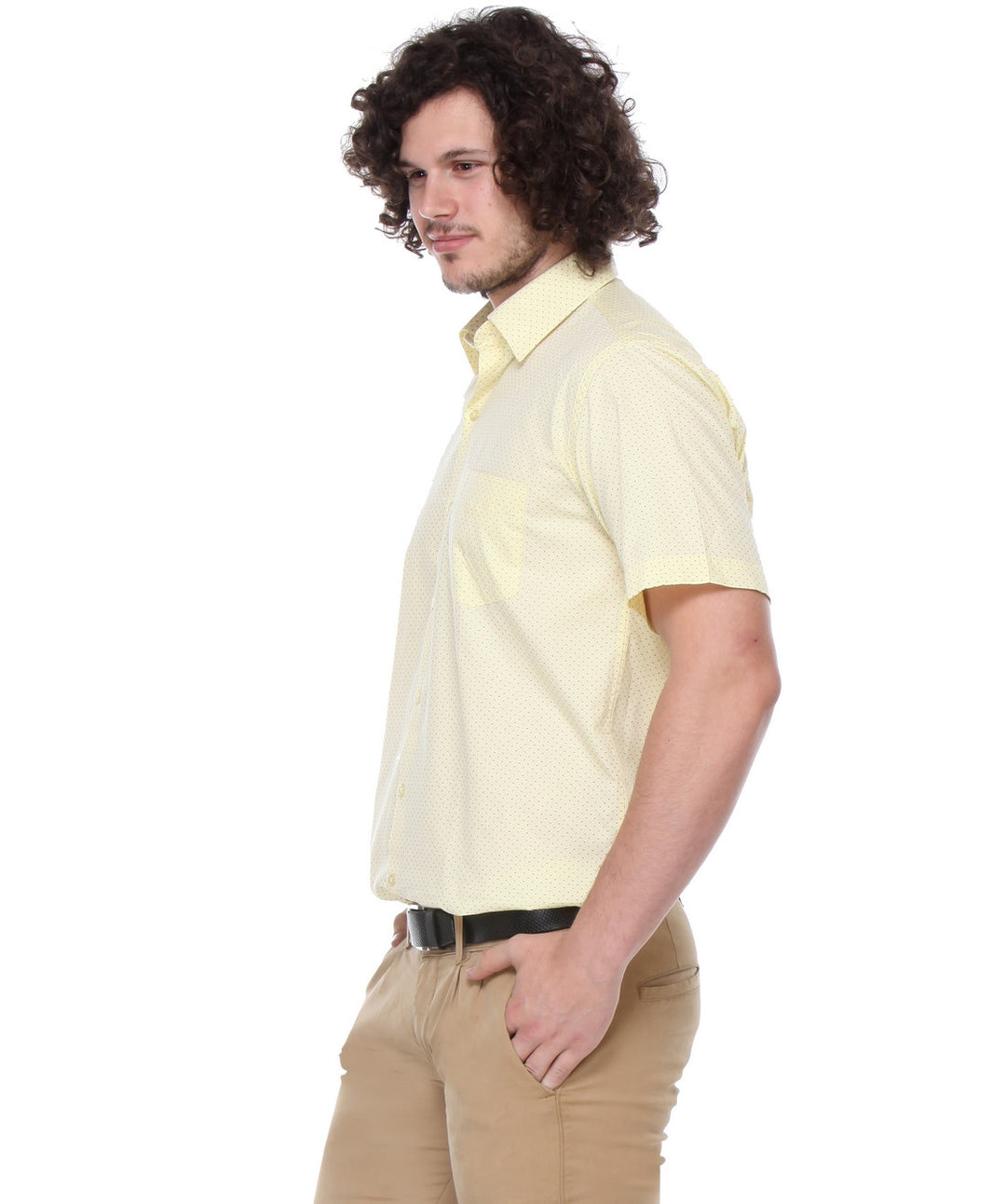 Men Yellow Regular Fit Print Pure Cotton Formal Shirt