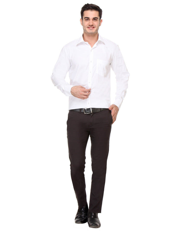 Men White Regular Fit Solid Pure Cotton Formal Shirt