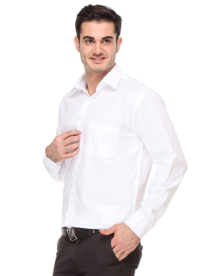 Men White Regular Fit Solid Pure Cotton Formal Shirt