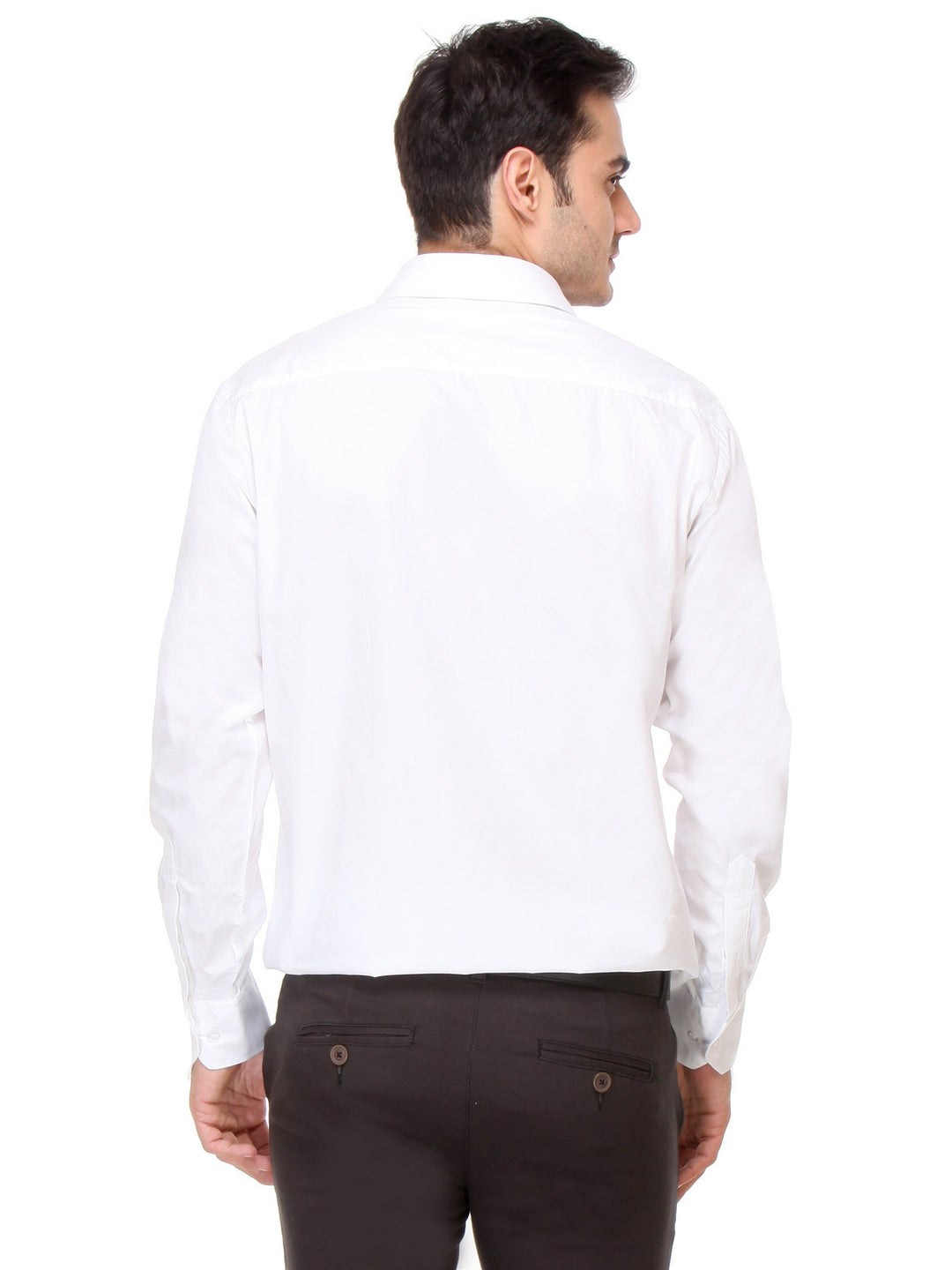 Men White Regular Fit Solid Pure Cotton Formal Shirt