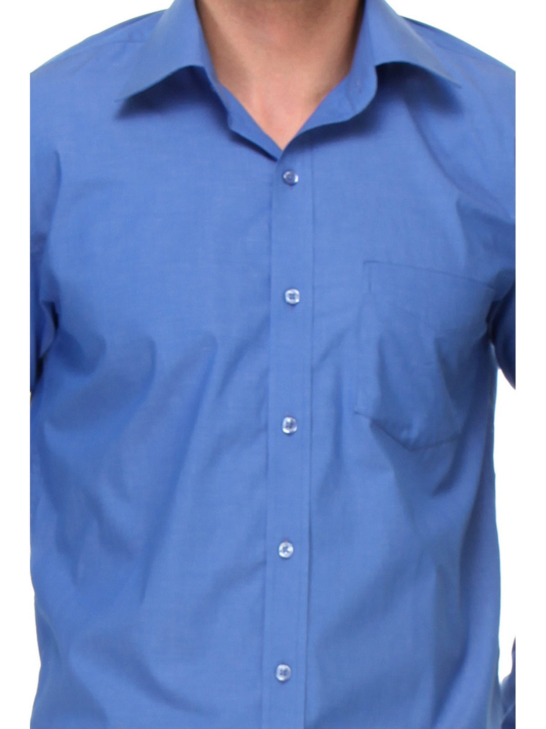 Men Royal Blue Regular Fit Solid Chambray Pure Cotton Formal Shirt