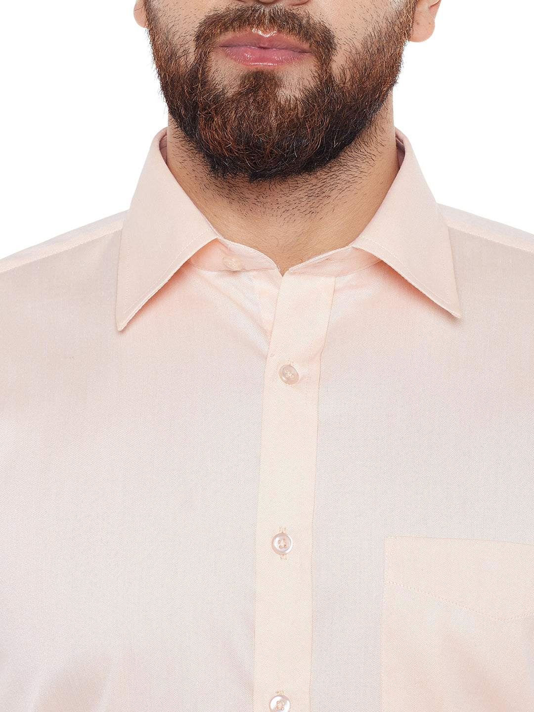 Men Peach Solid Regular Fit Formal Shirt