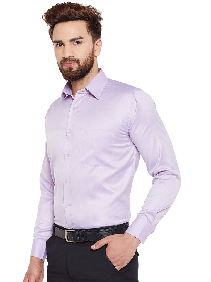 Men Purple Solid Regular Fit Formal Shirt