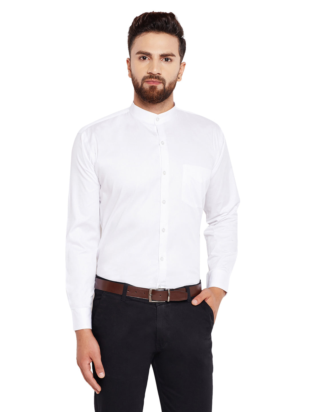 Men White Solid Regular Fit Pure Cotton Formal Shirt