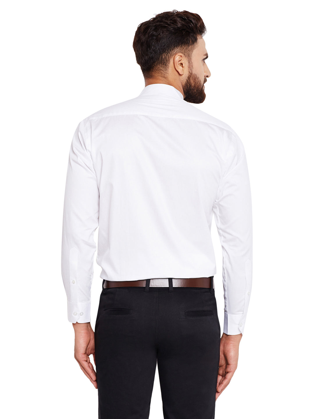 Men White Solid Regular Fit Pure Cotton Formal Shirt