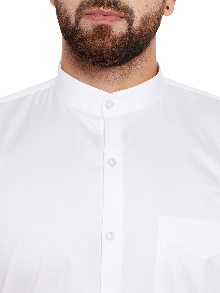 Men White Solid Regular Fit Pure Cotton Formal Shirt