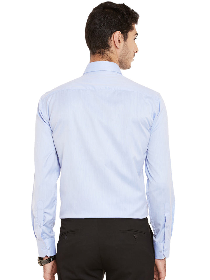 Men Blue Solid Cotton Rich Regular Fit Formal Shirt