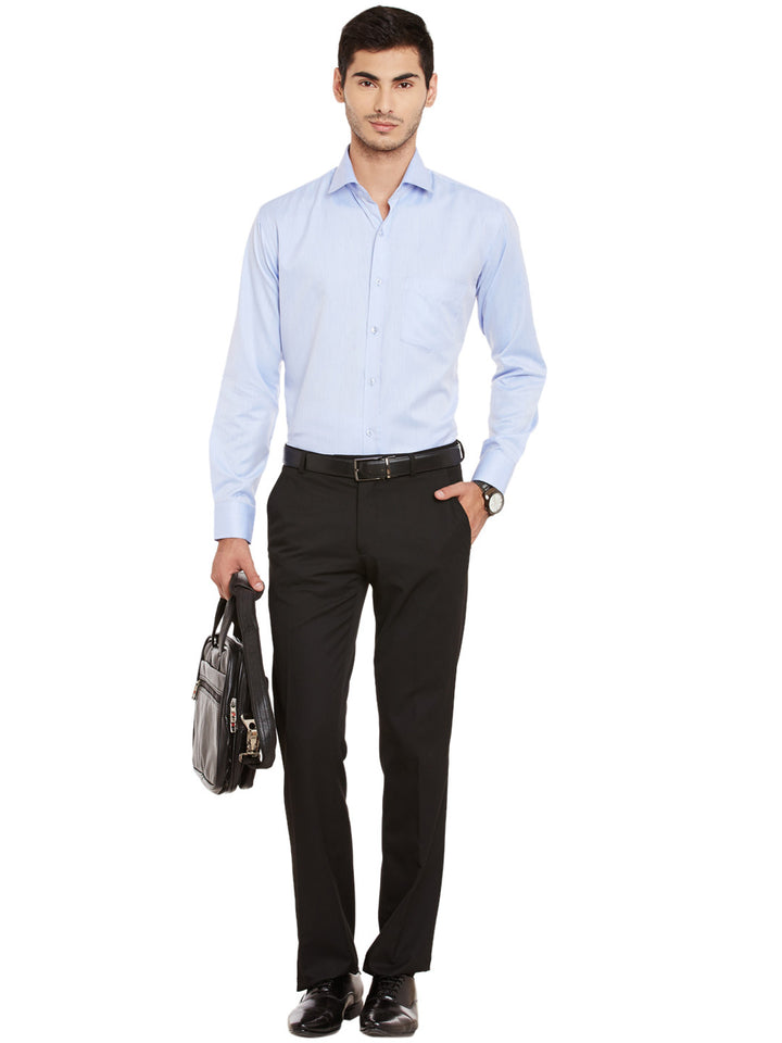 Men Blue Solid Cotton Rich Regular Fit Formal Shirt