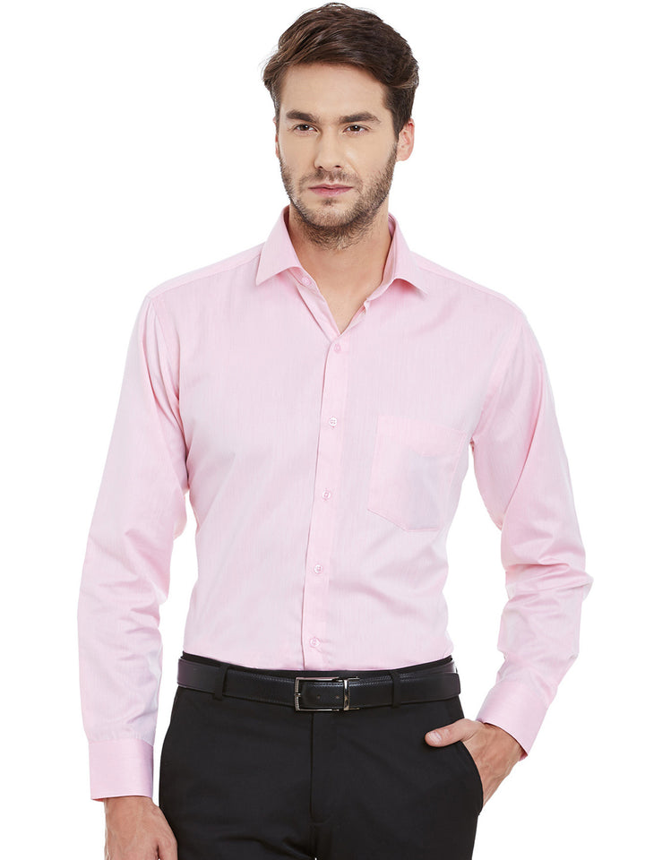Men Pink Solid Slim Fit Formal Shirt