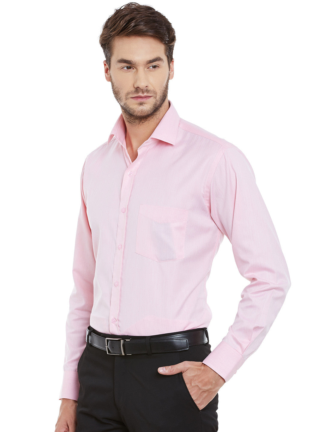 Men Pink Solid Slim Fit Formal Shirt