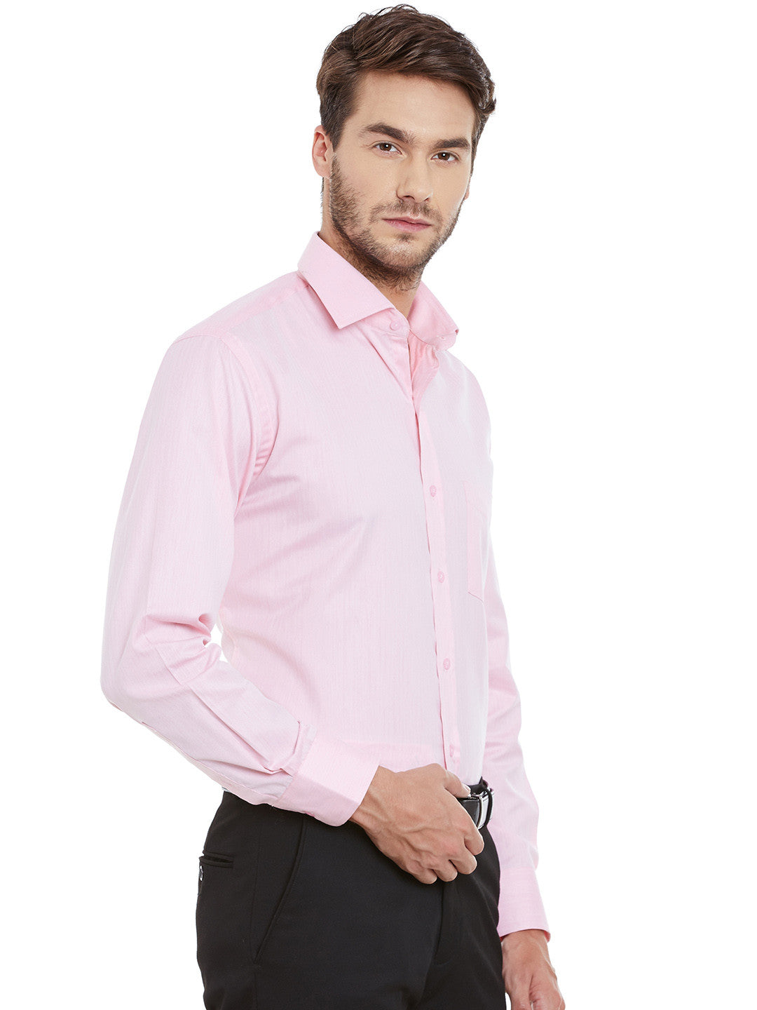 Men Pink Solid Slim Fit Formal Shirt