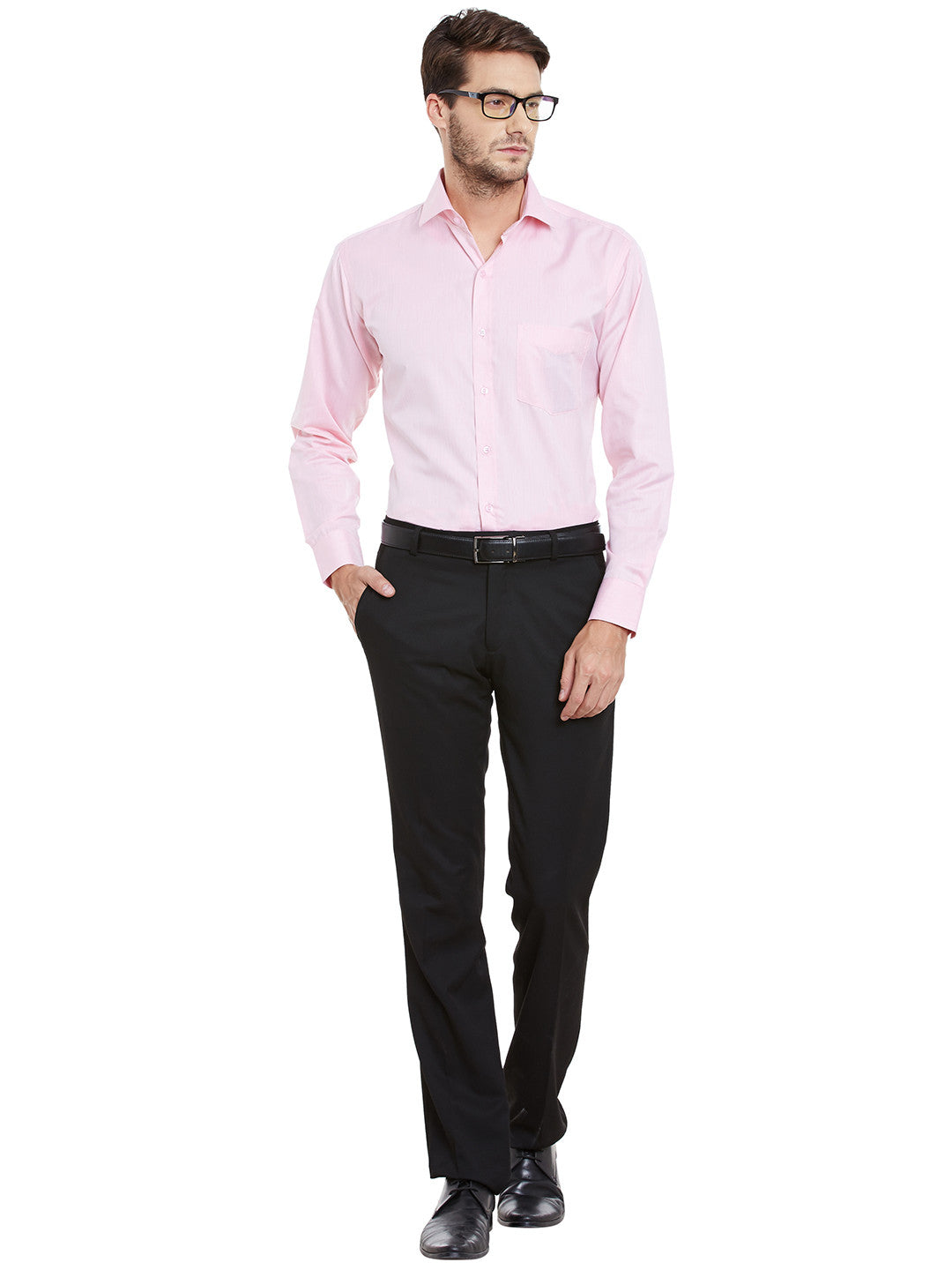 Men Pink Solid Slim Fit Formal Shirt