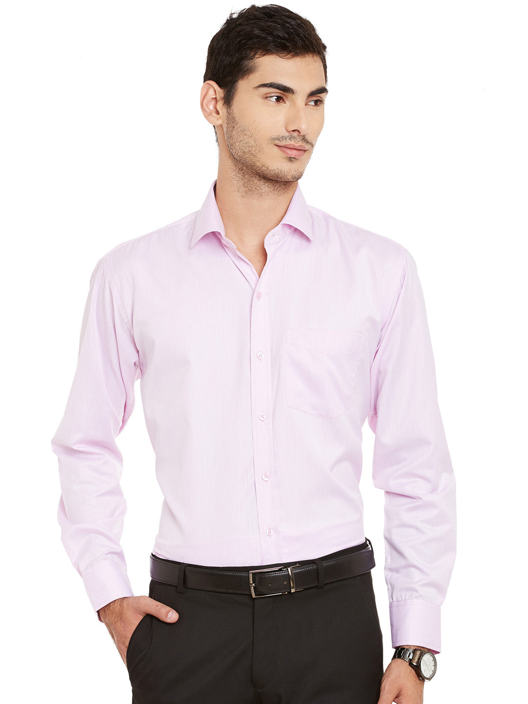 Men Purple Solid Slim Fit Formal Shirt