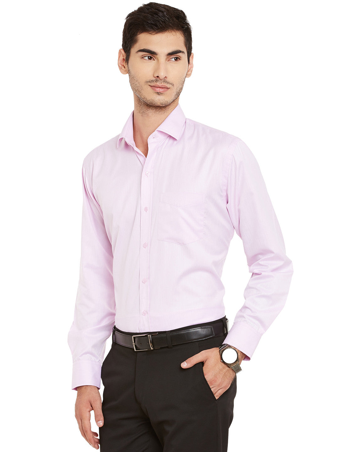 Men Purple Solid Slim Fit Formal Shirt